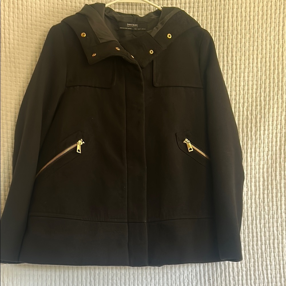 Zara Women's Black Utility Jacket with Gold Accents